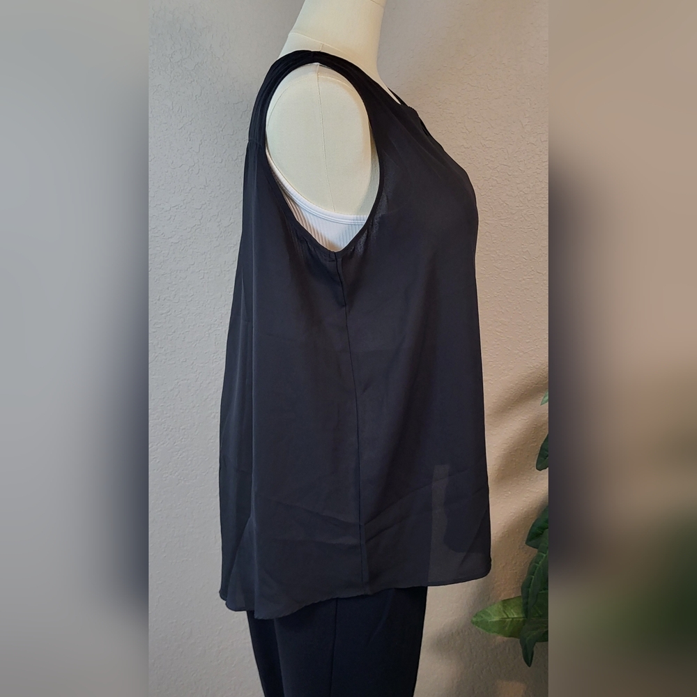 CATO Solid Black Sleeveless Women's Top - Plus Size 18/20W or Size 2X - Picture 2 of 6